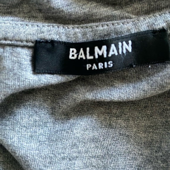 Balmain Paris Flock and print logo unisex grey cotton t shirt, size M - Picture 8 of 8